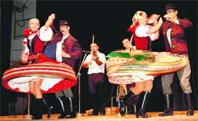 Artistes perform a Hungarian folk dance at Punjab Kala Bhawan in Chandigarh