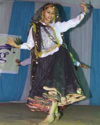 A girl performs during the Tarang dance competition organised by Pargati Polytechnic in Gurgaon. 