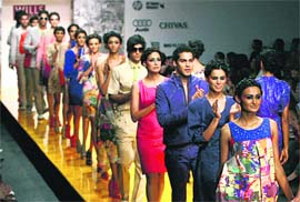 Models walk the ramp at Wills Lifestyle Fashion Week