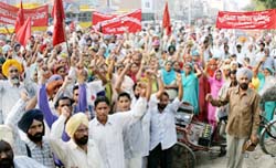 PSEB workers staging a protest in Bathinda