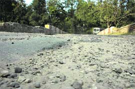 The poor condition of the Dehradun-Saharanpur road near Mohand