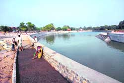 Work in progress at the new lake in Chandigarh. 