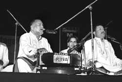 Wadali Brothers perform at the Ropar Heritage Festival on Tuesday night.