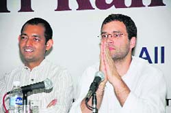 Congress general secretary Rahul Gandhi addresses a press conference in Dehradun on Wednesday. 