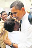 US Democratic presidential nominee Senator Barack Obama visits a Obama for America field office during a campaign stop in Ft Lauderdale, Florida