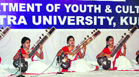 Students perform during a youth festival event at CMK National PG Girls College, Sirsa.