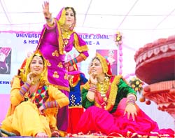 Students perform on the last day of the PU youth festival at Government College, Sector 46, Chandigar