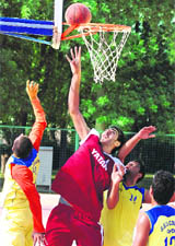 A match in progress between SGGS College, Chandigarh, and Government College, Ludhiana, at Panjab University ground on Saturday.