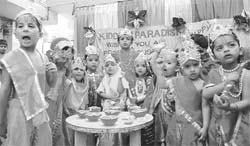 Tiny tots of Kiddies Paradise School dressed up as characters of Ramayana to celebrate Diwali.