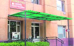 The Sukhmani Centre at the Zone-D office of the municipal corporation which has been closed two years back and (right) the drop box at the centre which has a few electricity bills, cheques and Rs 5 lying for the past two years.