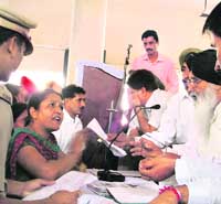 Chief Minister Parkash Singh Badal at the sangat darshan programme in Ludhiana on Sunday. 
