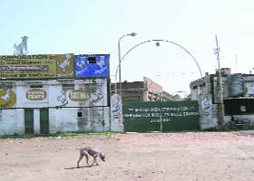A view of closed Dhariwal Woollen Mills in Gurdaspur district