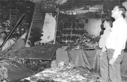 A Bata showroom after fire at Phase IIIB-2, Mohali
