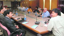 CEOs take part in a forum organised by The Indus Entrepreneur (TiE) at UT Guest House, Chandigarh