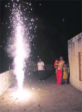 People celebrate Diwali in Gurgaon