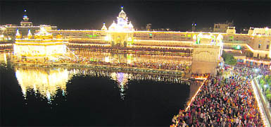 Rush of devotees at the Golden Temple on Tuesday.