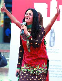 TV actor Mona Singh at a karaoke contest held in New Delhi