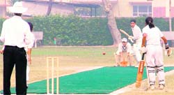 A match between Ludhiana and Amritsar in progress during the Punjab State Inter-District Cricket Tournament at GGN Khalsa College for Women in Ludhiana