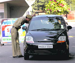 After the recent incidents of violence that rocked Panjab University, the authorities have beefed up security on the campus and started the checking of outside vehicles.