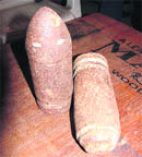 Two bombshells which were found near the GT Road in Ambala on Friday.