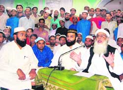 Shahi Imam, Punjab, Maulana Habib-Ur-Rehman addresses a press conference in Ludhiana on Friday. 
