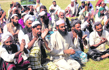 Van Gujjars protesting in Dehradun.