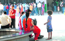 A child asks for alms at Sector 17, Chandigarh.