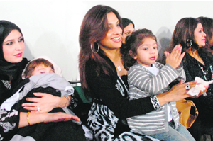 Wives of Pakistani players enjoy during a match between Chandigarh Lions and Lahore Badshahs at Panchkula on Sunday.