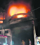 Fire in a cotton godown at Jakum Pura in Gurgaon on Saturday.