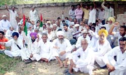Farmers staging dharna at Canal Colony in Abohar 