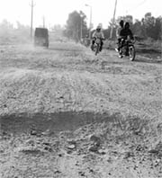 A view of pitiable condition of Choice road in Baltana.
