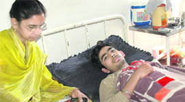 One of the patients from Majri village admitted to Government Multi-Speciality Hospital, Sector 16, Chandigarh, on Monday.