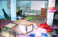 Ransacked prayer hall at Choyla Chanderbani village