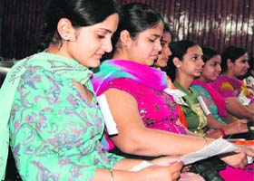Participants during an Inter-college debate in Ludhiana