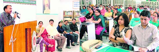 CBSE education officer S.K. Janna addresses teachers during a training programme in Ludhiana