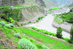 The confluence of the Chandra and Bhaga rivers at Tandi in Lahaul and Spiti district