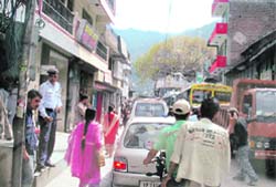 Traffic jams like this have become a common scene in Palampur