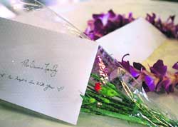Cards giving support to the Obamas sit among flowers for US Democratic presidential nominee Senator Barack Obama's grandmother Madelyn Dunham, who died in Honolulu, Hawaii, on Monday.