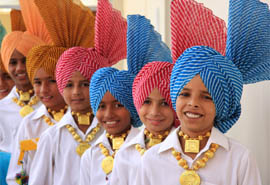 Participants are all smiles before their turn at the region-level competition held in Bathinda on Wednesday.