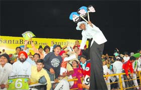 Spectators enjoy during the ICL T20 Tournament 2008 at Tau Devi Lal Stadium, Panchkula