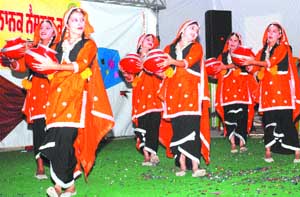 Students perform a dance during Virasat-2008 at Guru Nanak National College, Nakodar, on Wednesday. 