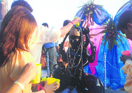 Devotees offer cigarettes, drugs and liquor to Kaal Bhairav at Shani temple in Shani Gaon, near Phillaur.