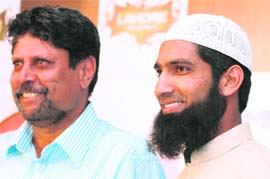 Mohammad Yousuf and ICL Chairman Kapil Dev during a press conference in New Delhi on Friday. Tribune photo: Manas Ranjan Bhui