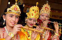 School students presenting a cultural programme during the Gopashtmi celebrations in Bathinda on Thursday.