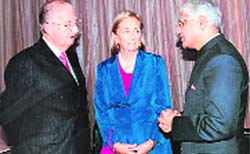 Dr Ashwani Kumar, minister of state for industry, with King Albert II and Queen Paola of Belgium during their visit to New Delhi