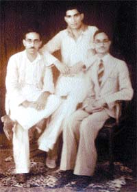 A file photo of B.R. Chopra (centre), Shivnandan Bhardwaj (right) and their other friend D.M. Bhatia during their youth days