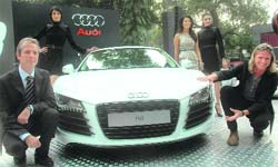 Audi India managing director Benoit Tiers (L) along with head of design (external), Audi, Achim Badstuebner (R) at the launch of Audi R8 in New Delhi 