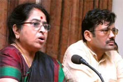Kiran Ghai, national secretary of the BJP, addressing a press conference in Bathinda on Saturday. Also seen in the picture Kamal Sharma, general secreatary of the BJP in the state