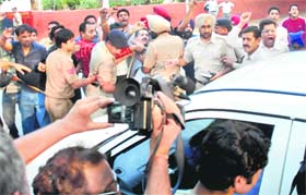 There was a crowd outside district courts, Sector 17, when SI Sanjeev Kumar was produced there by the CBI