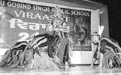 Students perform at a cultural function at Guru Nanak Bhawan in Ludhiana